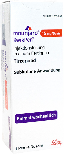 Mounjaro 15mg/Dosis Kwikpen Injektionslösung 1 Pen (1Pen = Bedarf für 4 Wochen)