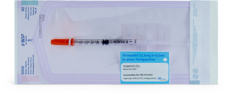 Tirzepatid 12,5mg/dosis Fertispritze, anwendungsfertig 4 St. (Bedarf für 4 Wochen)